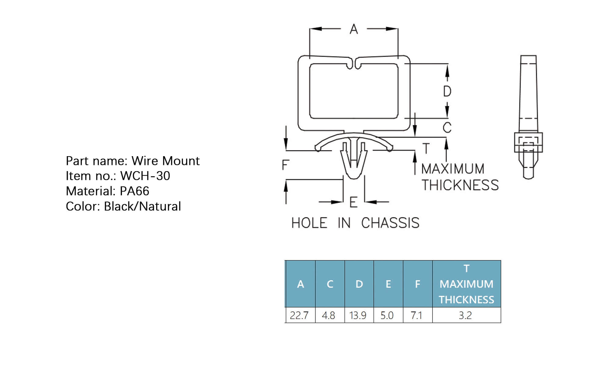 Plastic Wire Mount WCH-30